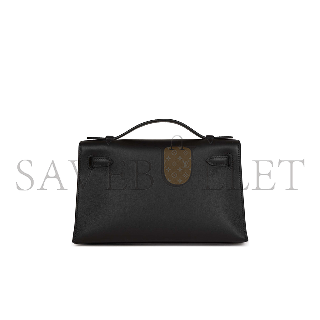 H**mes master kelly pochette black swift palladium hardware (22*14*7cm)